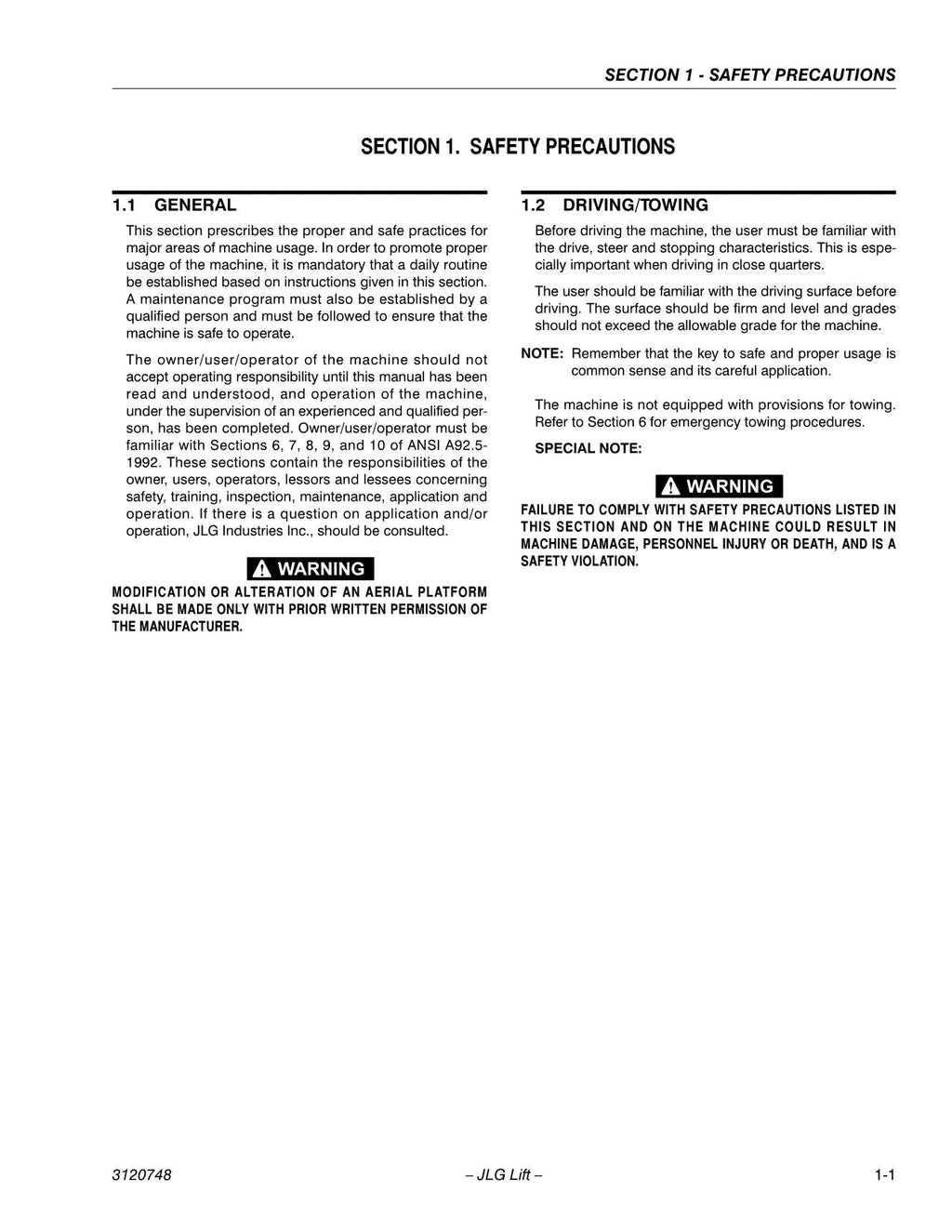 JLG 450A 450AJ Boom Lift Maintenance Operation Operators Manual 3120748