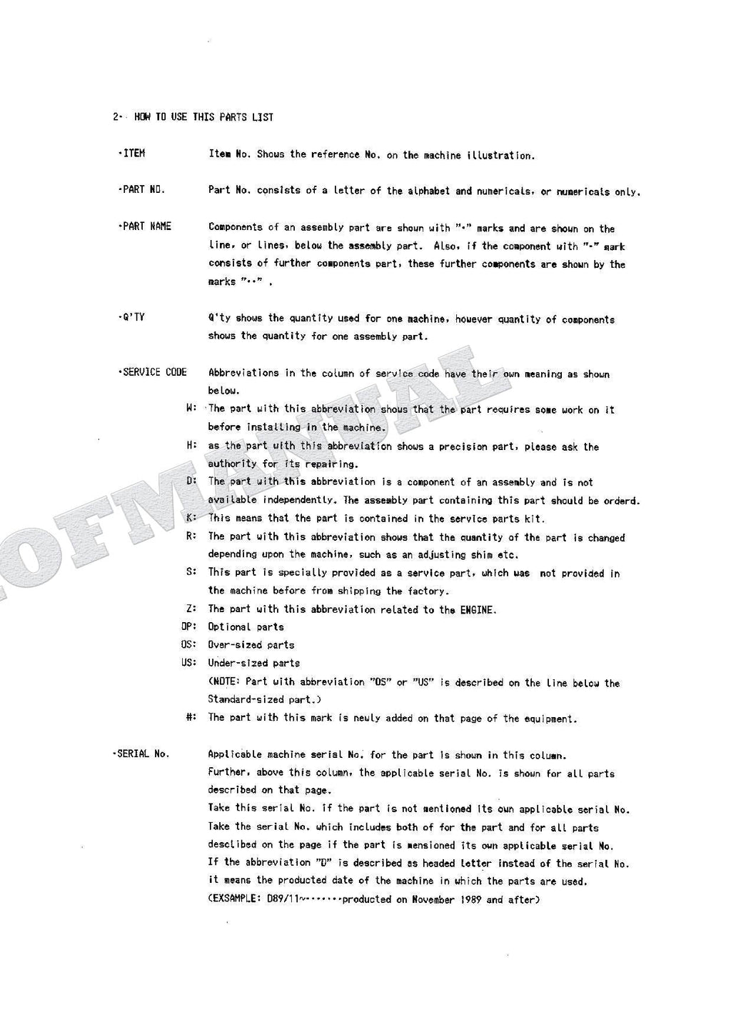 HITACHI EX120 Excavator Parts Catalog Manual SN 15001-