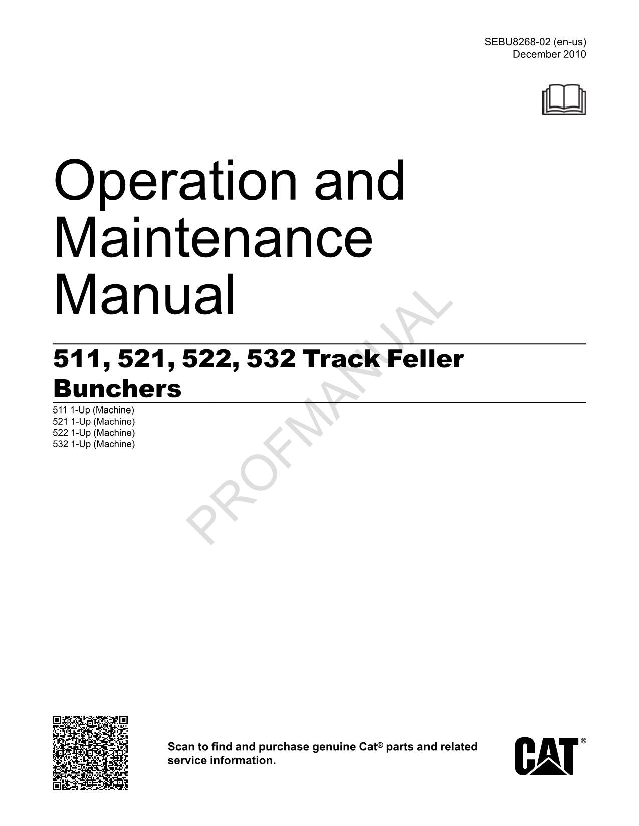 Manual de mantenimiento del operador de la taladora apiladora de cadenas Caterpillar 511, 521, 522 y 532