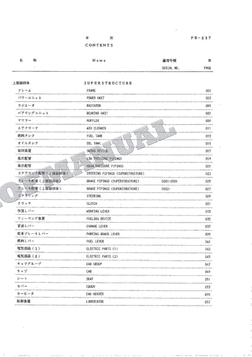 HITACHI WH051 Excavator Parts Catalog Manual EP115-3-4 SN 0001-