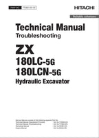 HITACHI ZX180LC-5G ZX180LCN-5G Excavator Troubleshoot Schematic Technical Manual