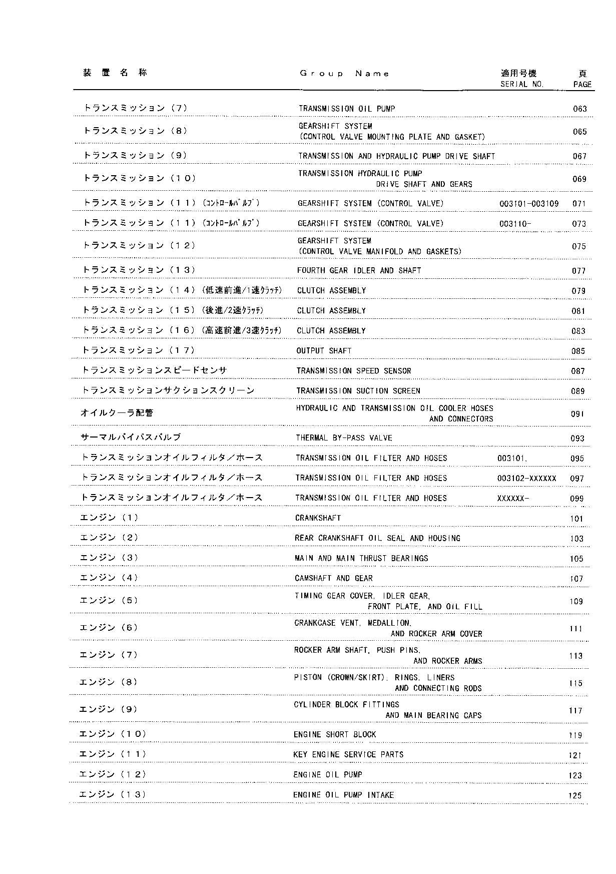 Hitachi LX230-5 Wheel Loader Parts Catalog Manual SN 003101-up