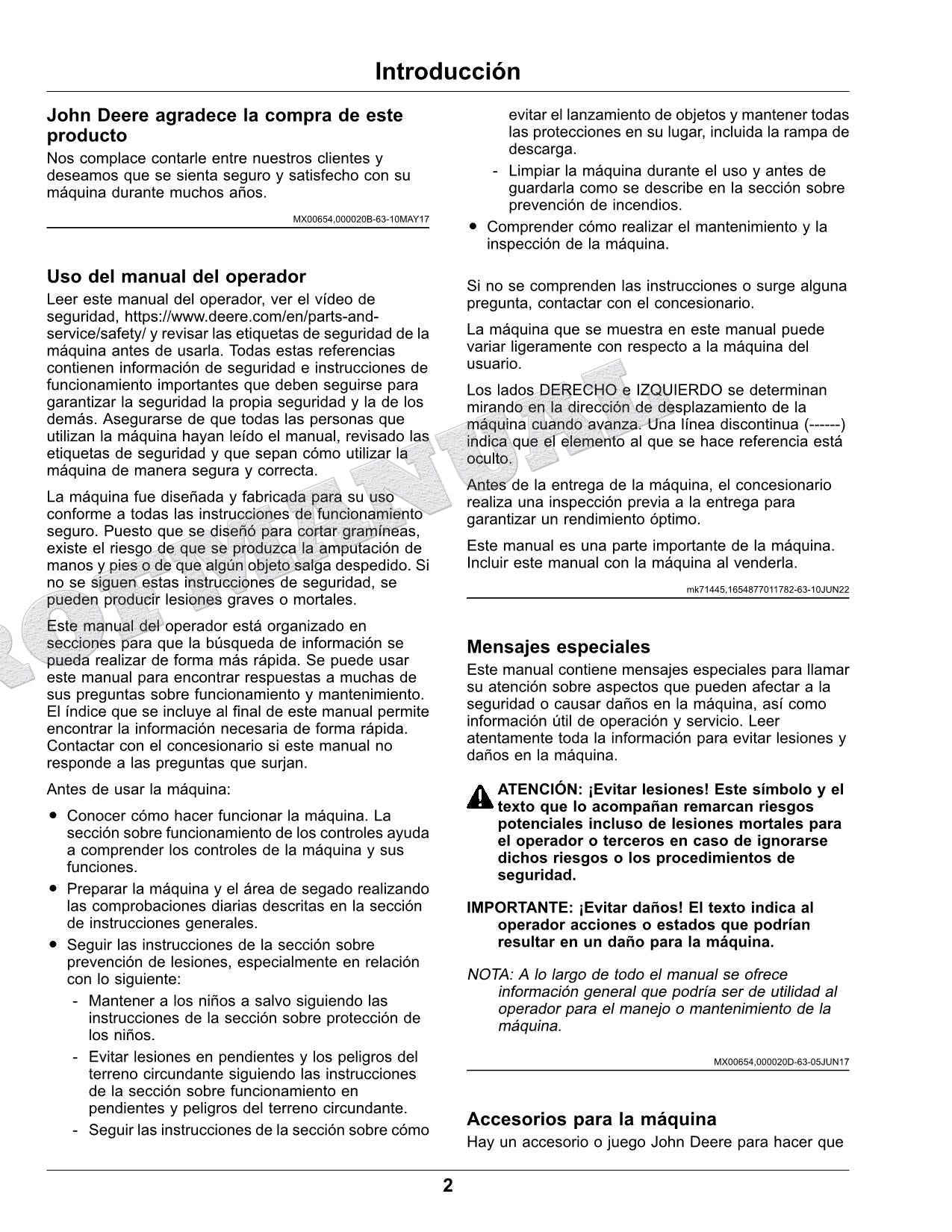 John Deere X750 X754 X758 Tractor Manual del Operador Español SN 110001-
