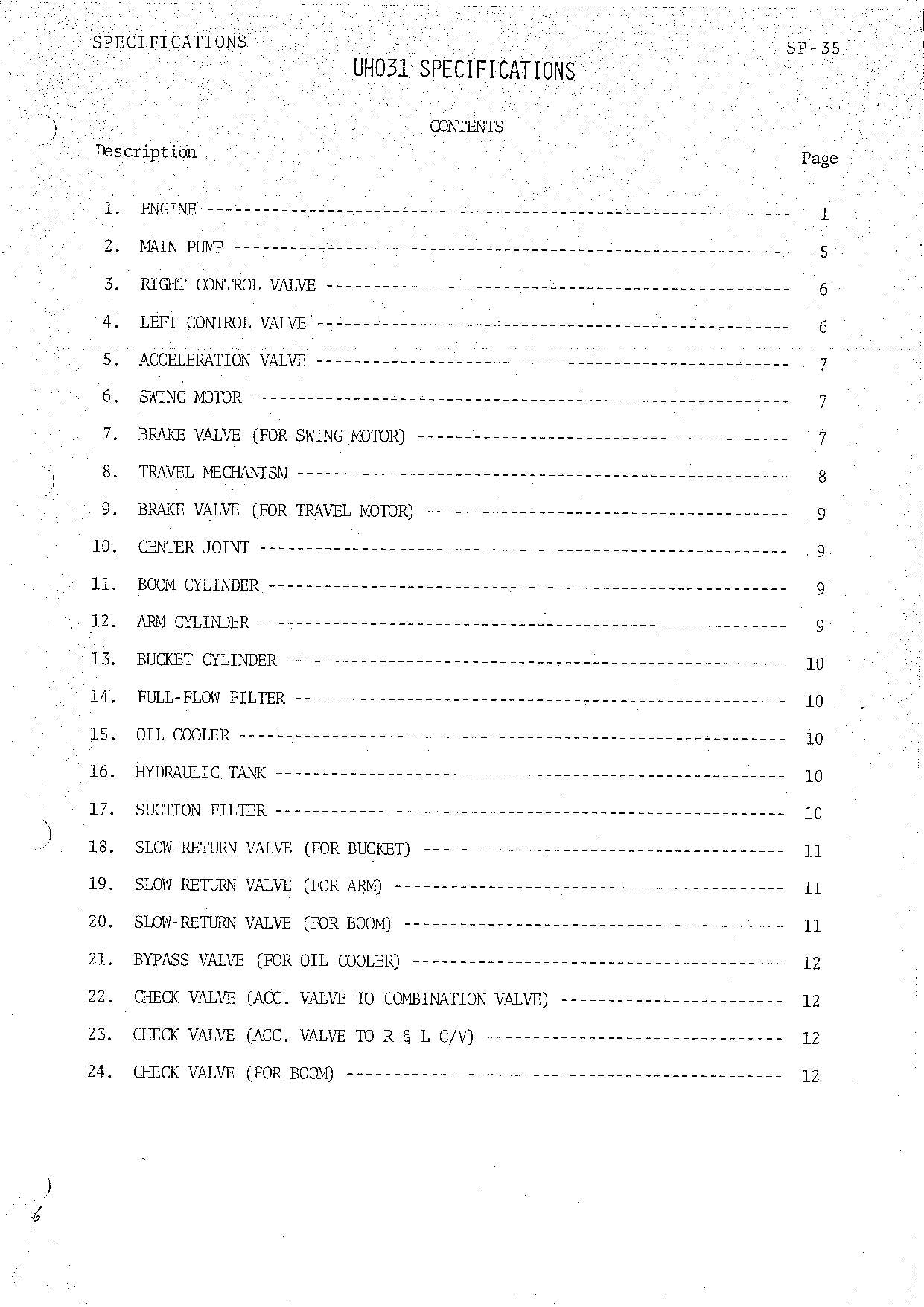 HITACHI UH031 Excavator Service Manual