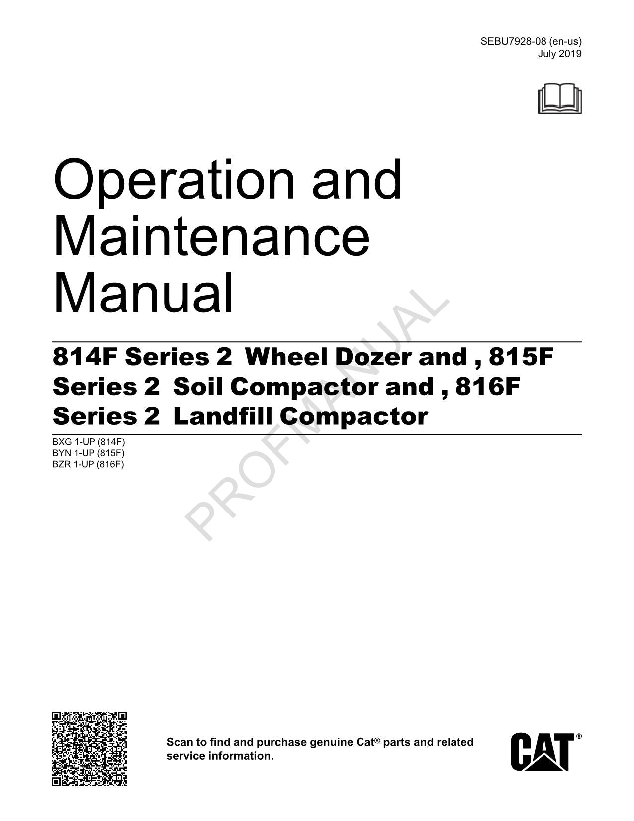 Manual de mantenimiento del operador del compactador de vertederos Caterpillar 816F Serie 2