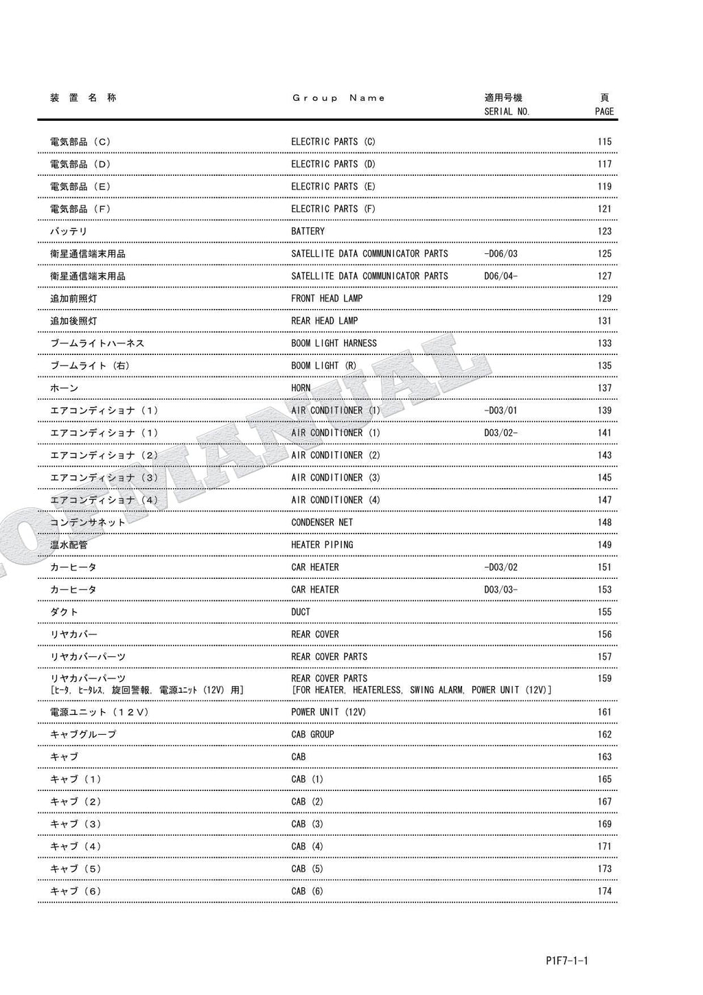 HITACHI ZAXIS ZX185USR Excavator Parts Catalog Manual SN 005001-
