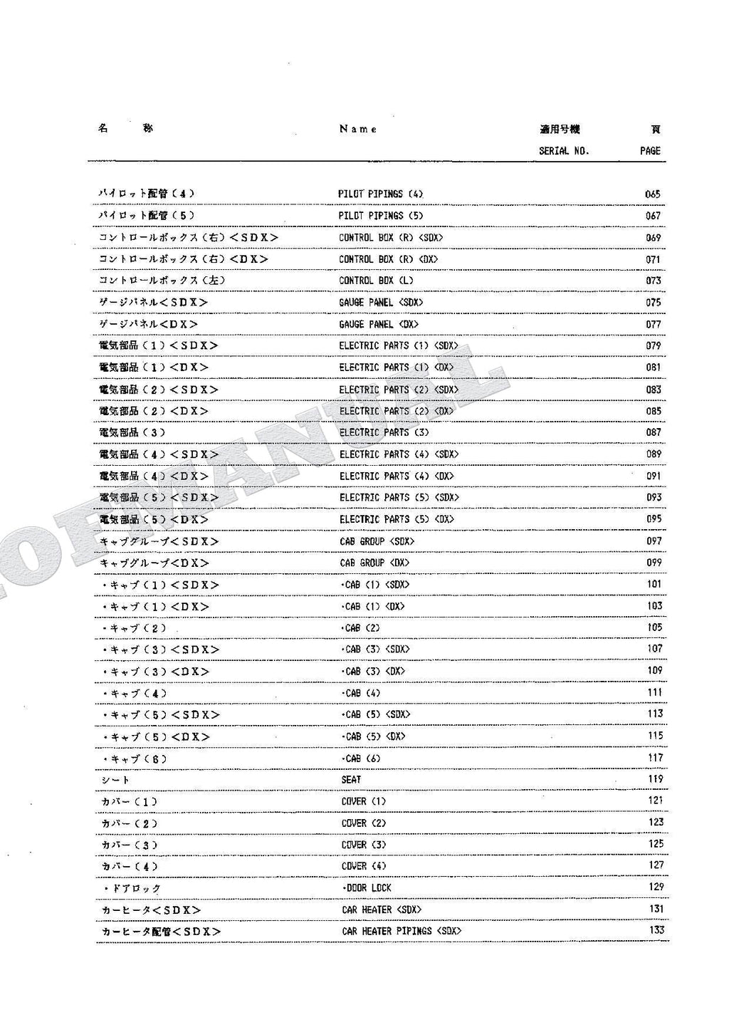 HITACHI EX100 Excavator Parts Catalog Manual SN 20001-