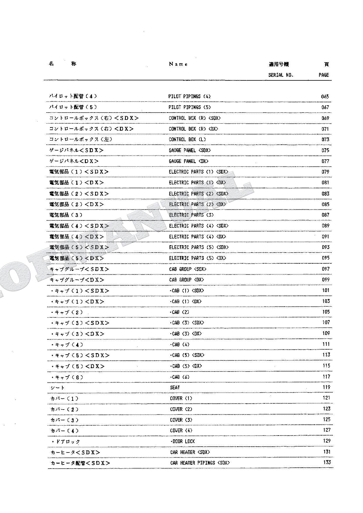 HITACHI EX100 Excavator Parts Catalog Manual SN 20001-