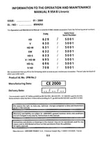 Liebherr R954 B Litronic Excavator Operators manual serial 5001