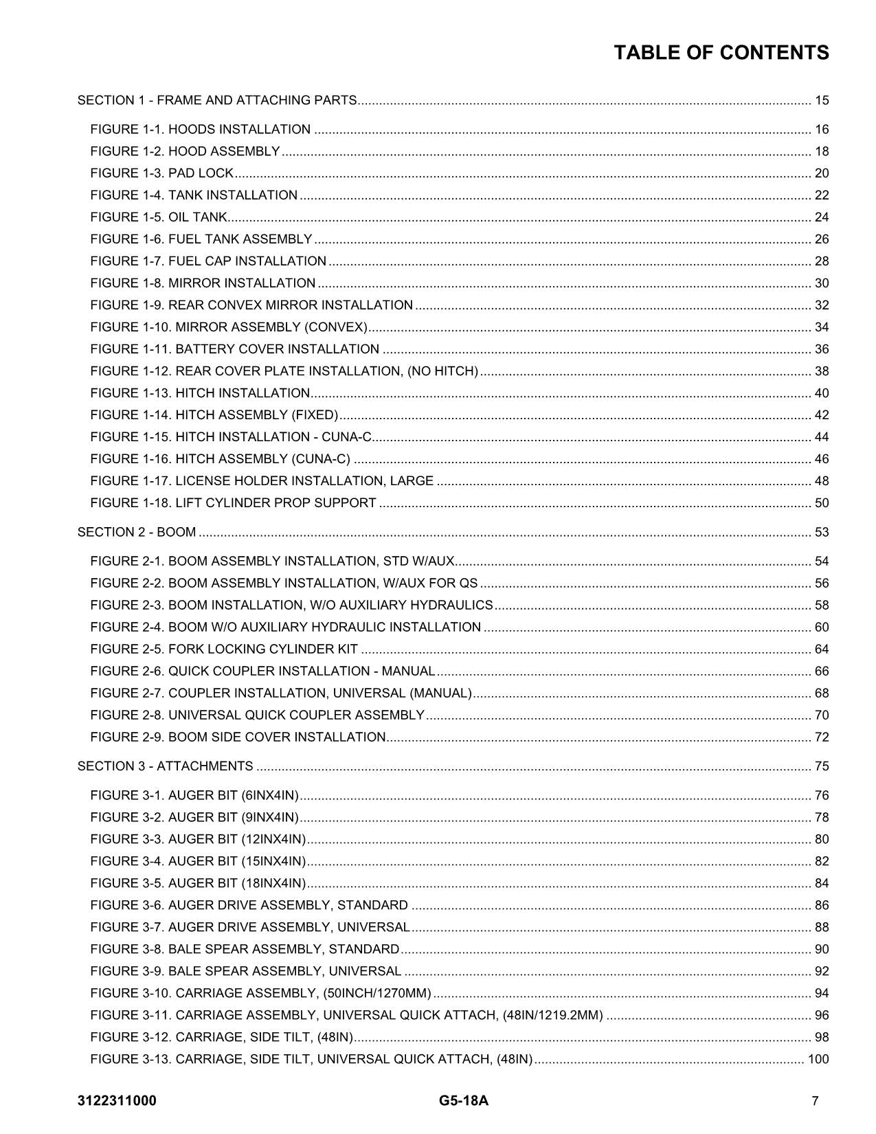 Manual del catálogo de piezas del manipulador telescópico JLG G5-18A