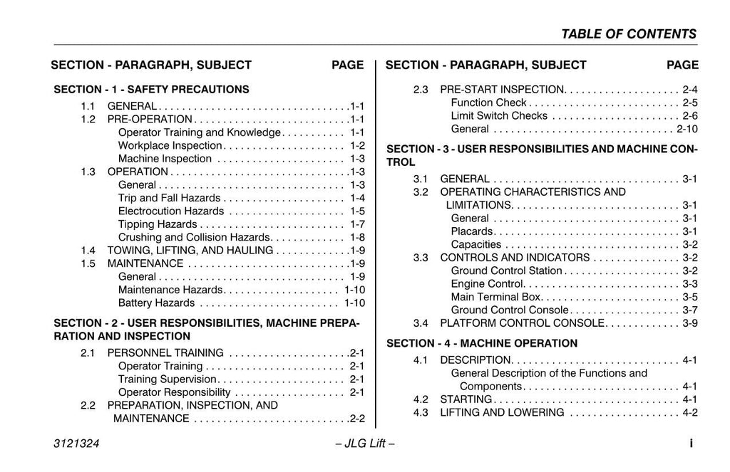 JLG 80SL Scissor Lift Maintenance Operation Operators Manual
