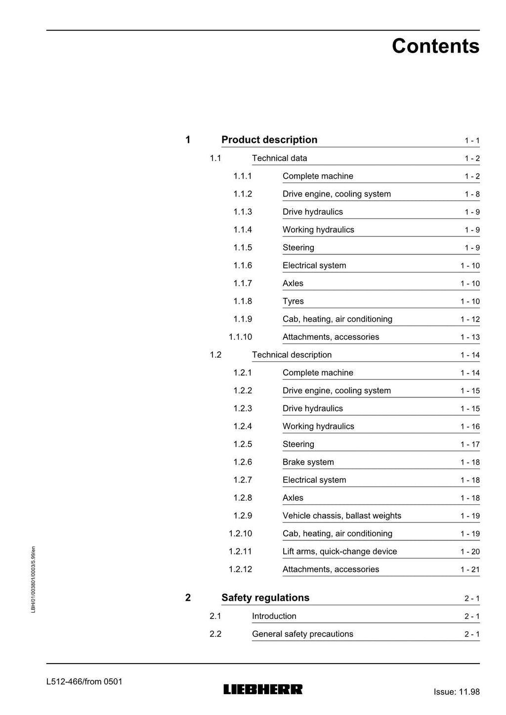 Liebherr L512 Stereo Wheel Loader Operators manual