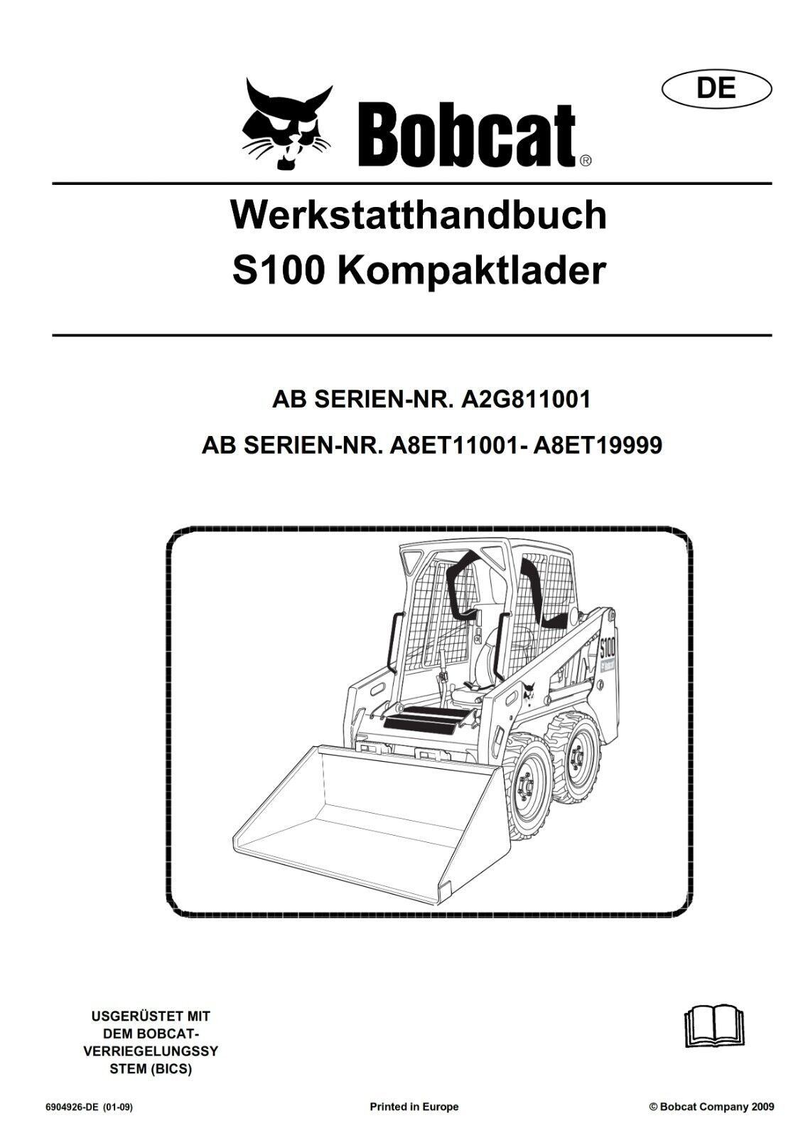 BOBCAT S100 KOMPAKTLADER REPARATURHANDBUCH WERKSTATTHANDBUCH 2